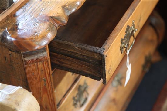 A mid 18th century Dutch pinewood ogee shaped chest, W.3ft H.2ft 7in.